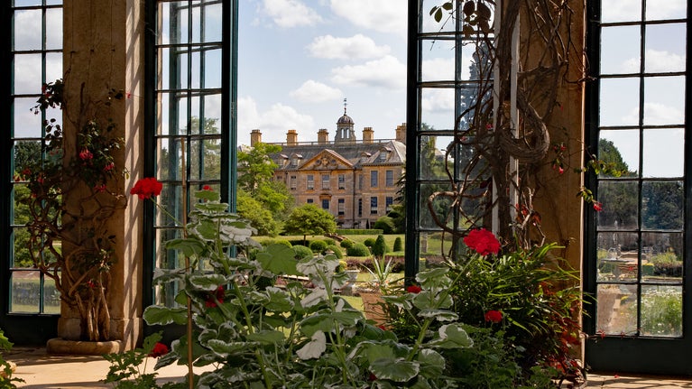 The view out from within the conservatory at Belton Estate.